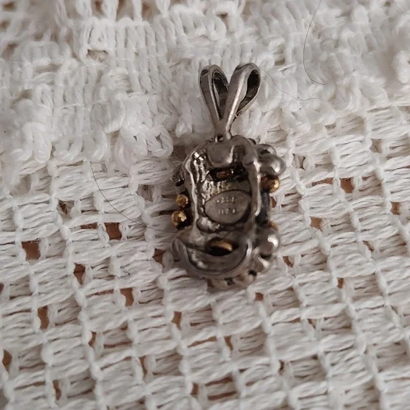 Sterling Silver Black Stone Pendant with Gold Accents - Picture 2 of 3